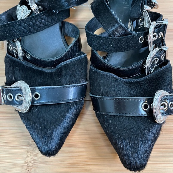 Jeffrey Campbell Psych Multi Buckle Flat Ankle Boots Western Black Suede - 6 - Picture 7 of 16